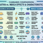 Comparison chart showing Sativa vs Indica effects.