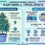 Indica cannabis plant and effects infographic